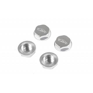 Clearance Baja Enclosed Wheel Nuts (4) Alloy CNC Silver with log